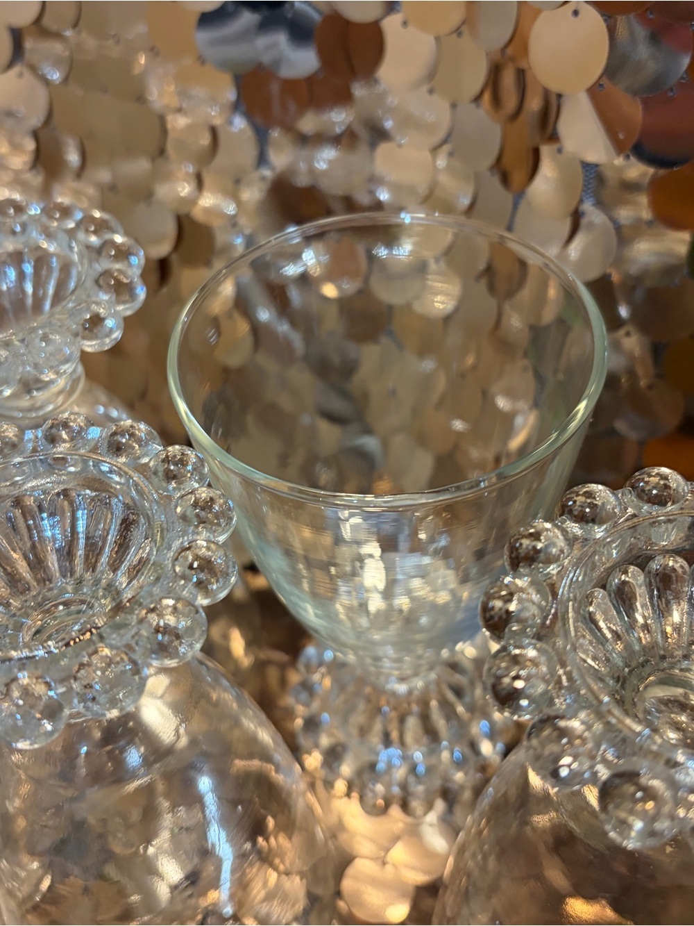 6 Berwick Anchor hocking Clear Glass Stemmed votive looking glassware